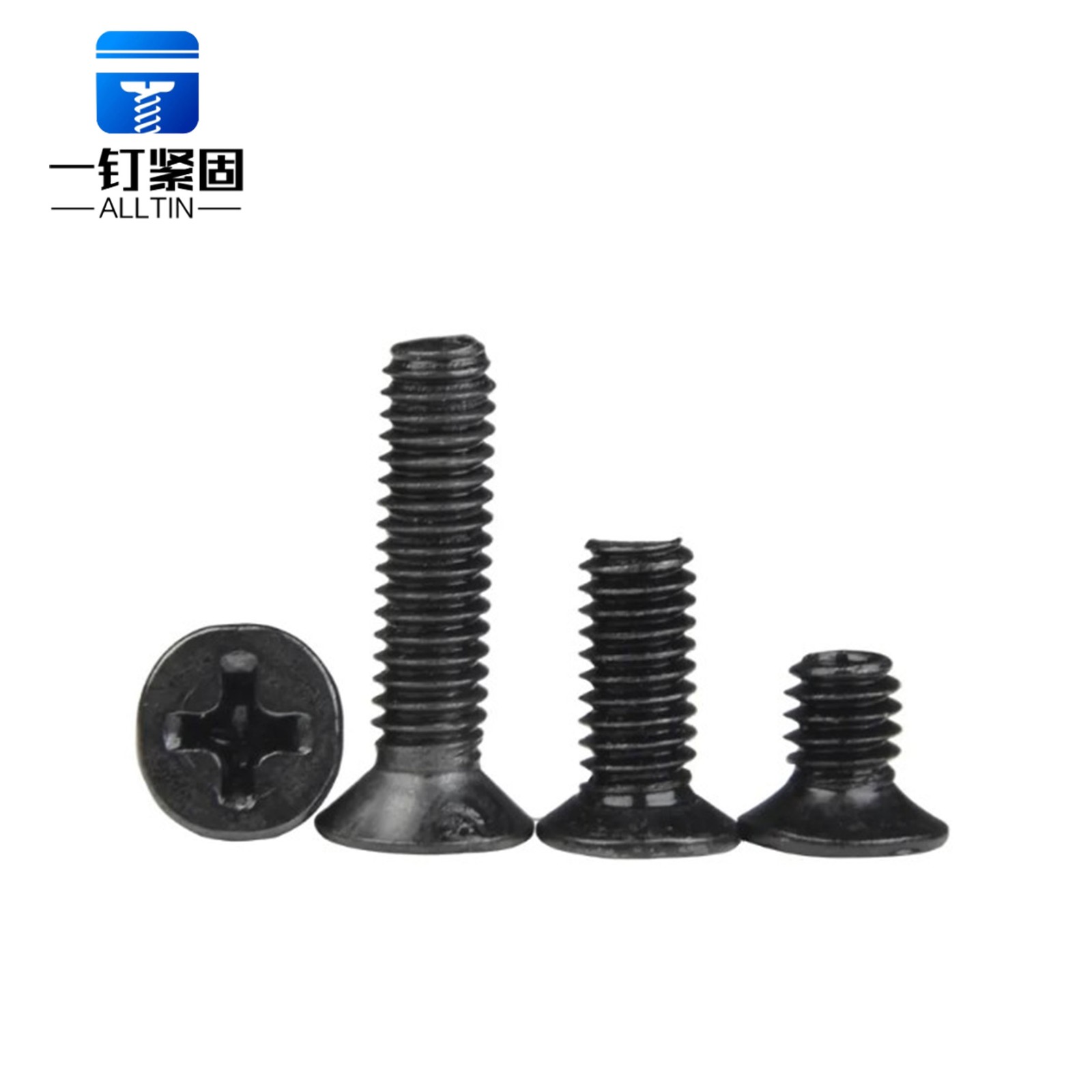 Philips flat head machine screw Black zinc plating