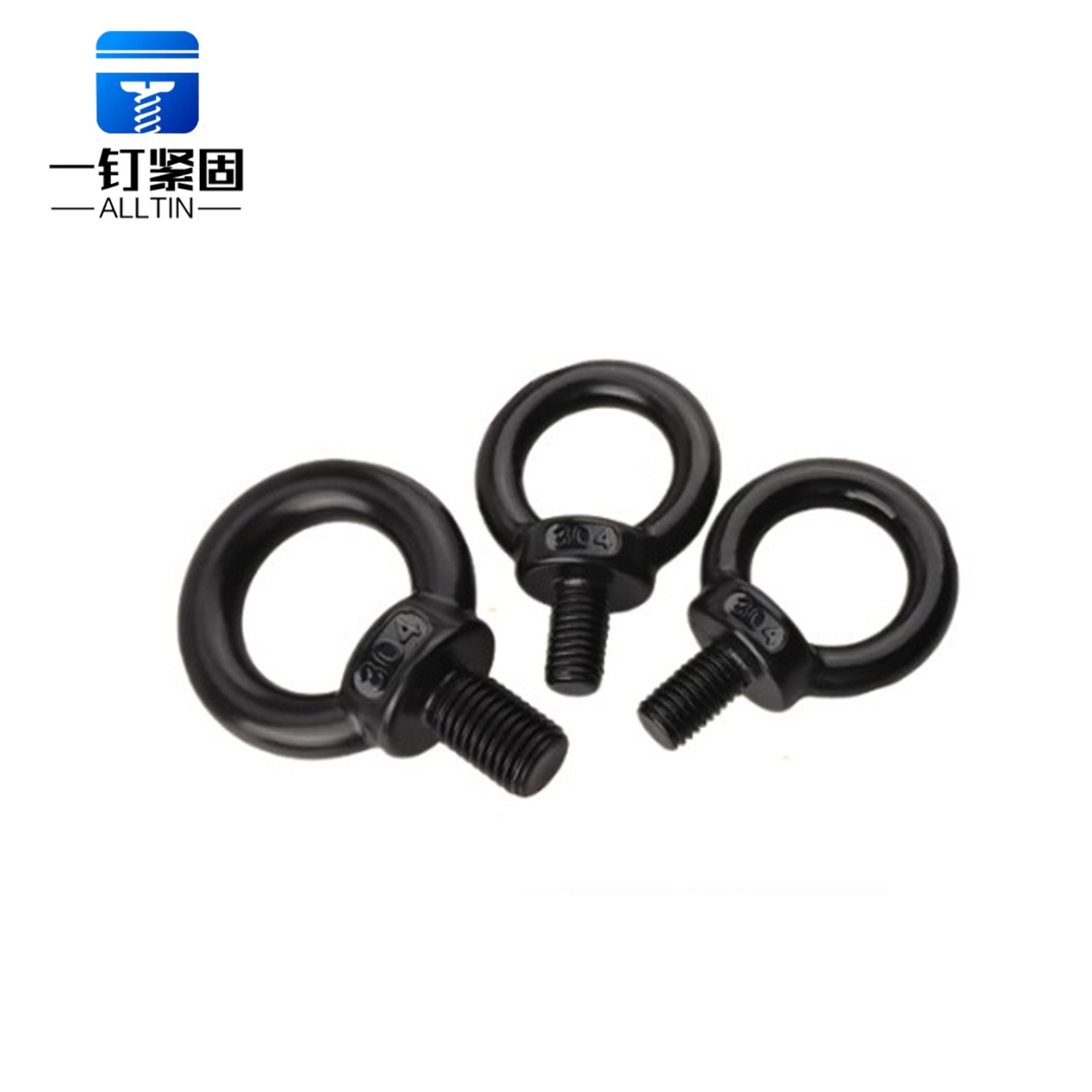 black ring shaped lifting eye bolt