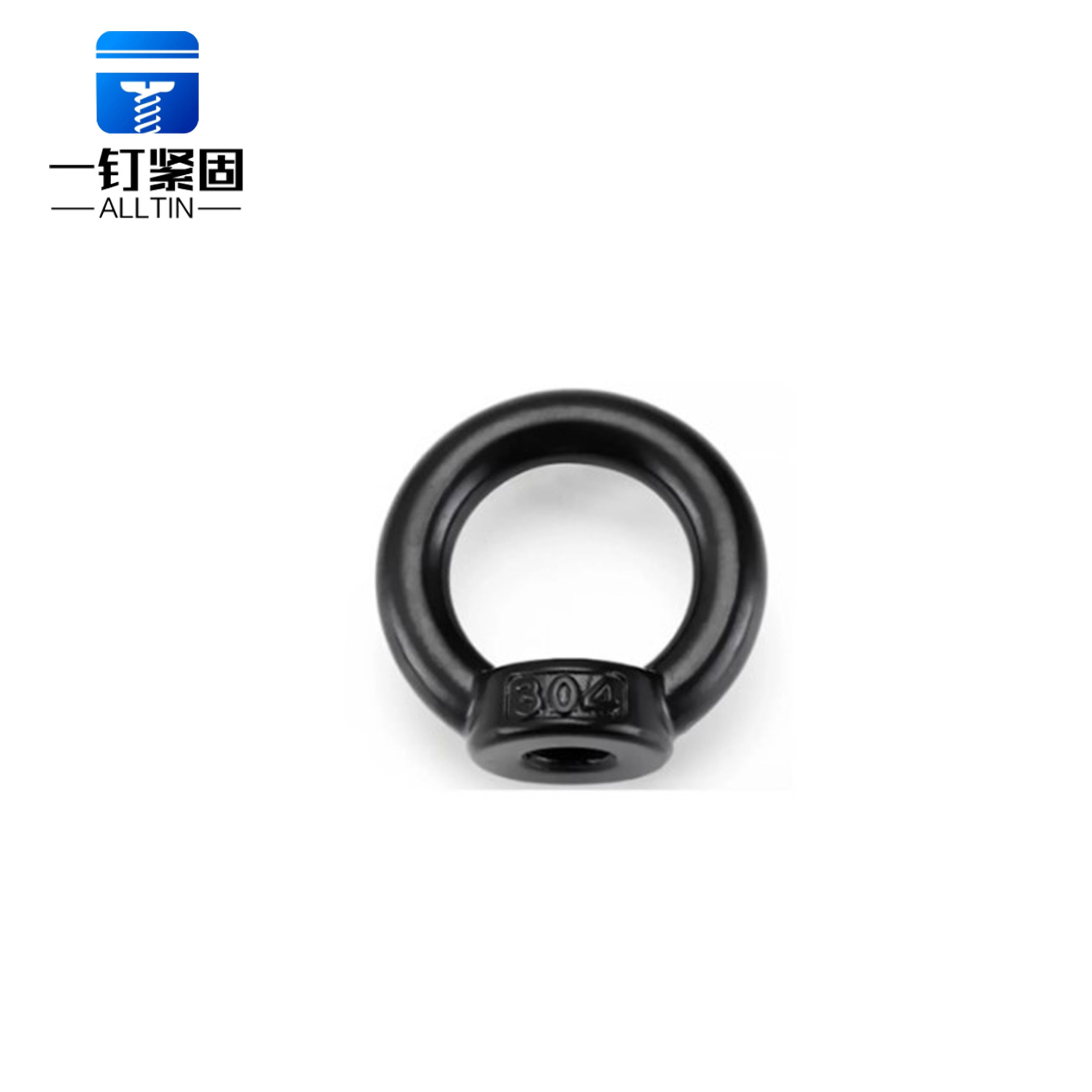 black ring shaped lifting eye bolt