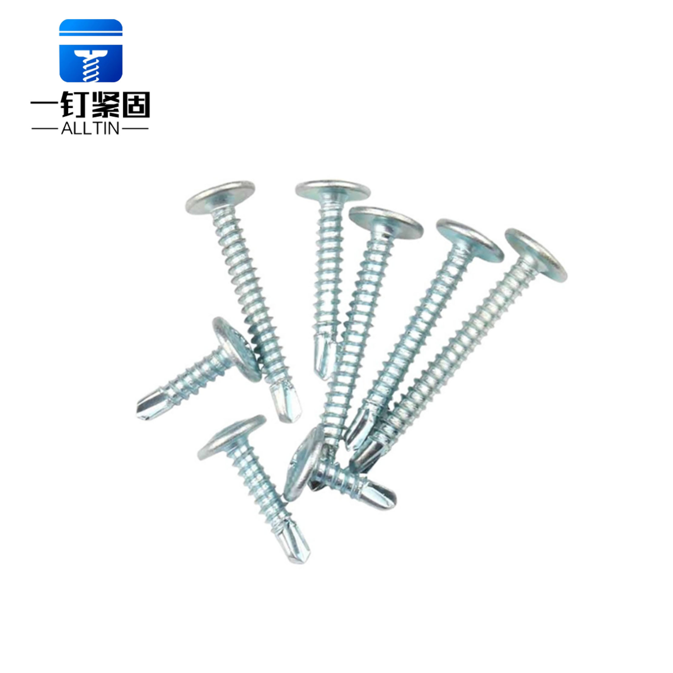 Blue and white zinc cross pan head screws