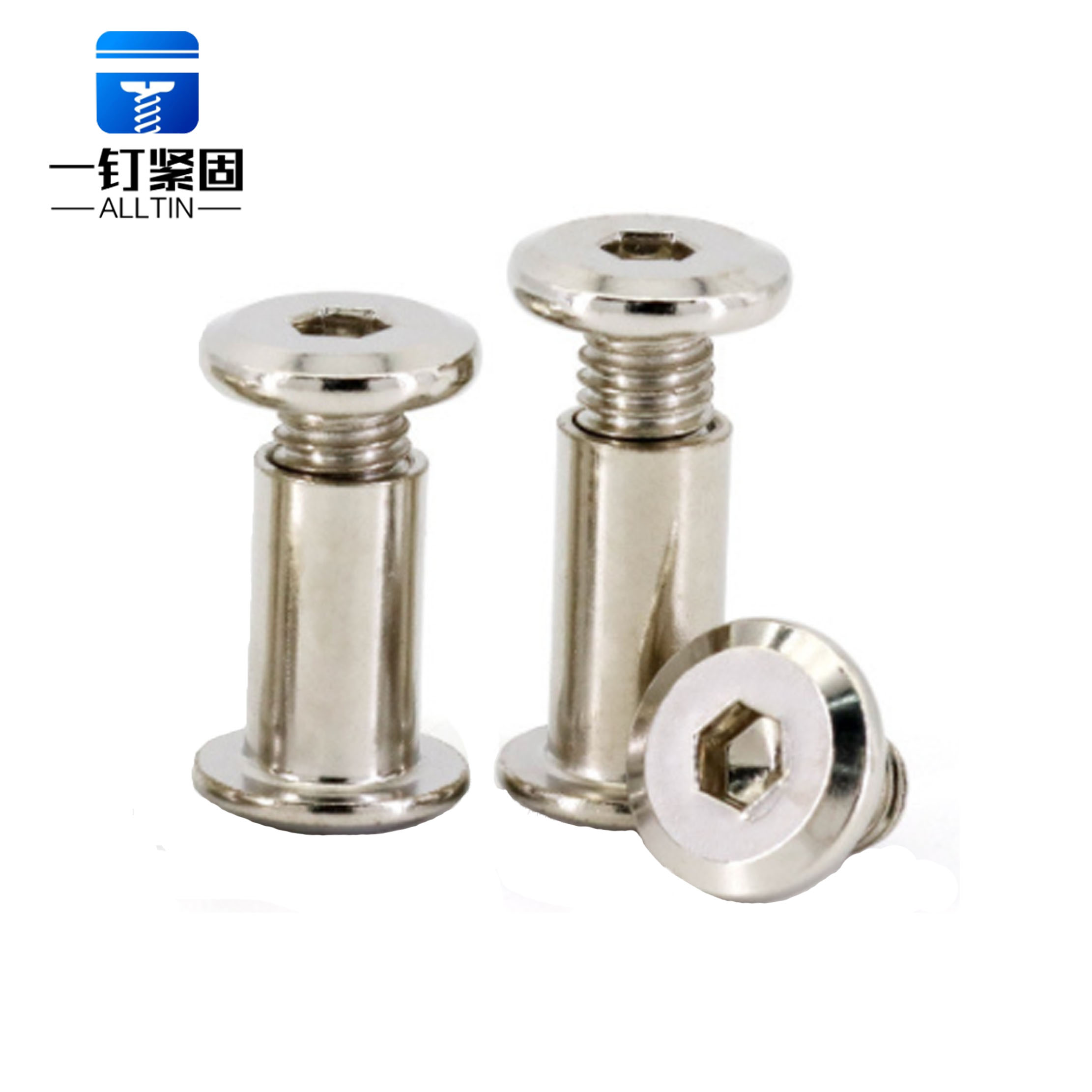 Diagonal flat head chamfered hexagon female bolt and cap nut kit